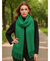 Comprar echarpe feminina cashmere verde premium elegante com franjas em promoção ANELLIMN